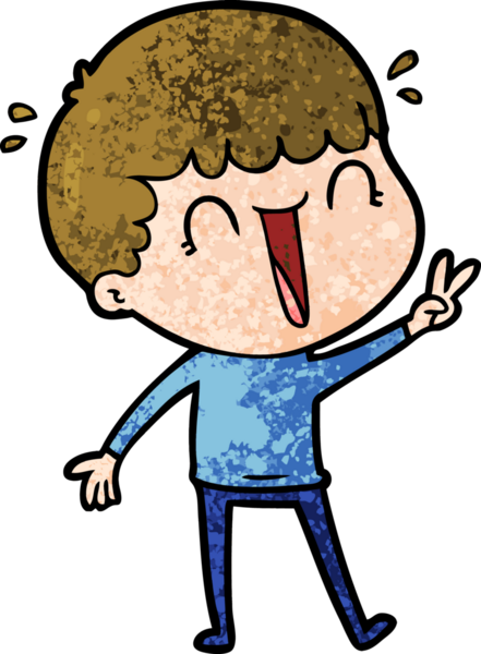 Bir insan tarafından çizilmiş gülen karikatür adam.