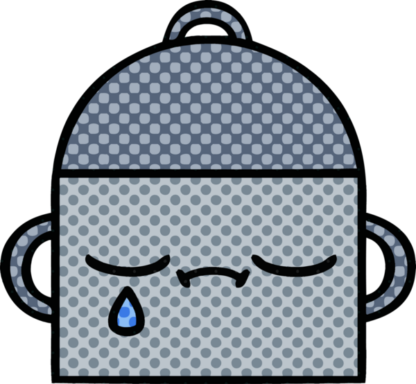 Bir insan tarafından çizilmiş yemek tenceresinin çizgi romanı.