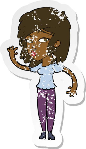 Bir insan tarafından çizilmiş, gerilmiş, karikatür yapıştırması. Güzel bir kadın.