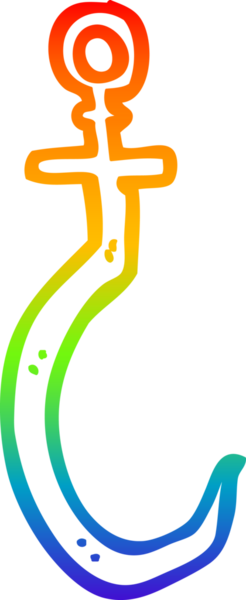 Bir insan tarafından çizilmiş karikatür balık kancasının çizimi.