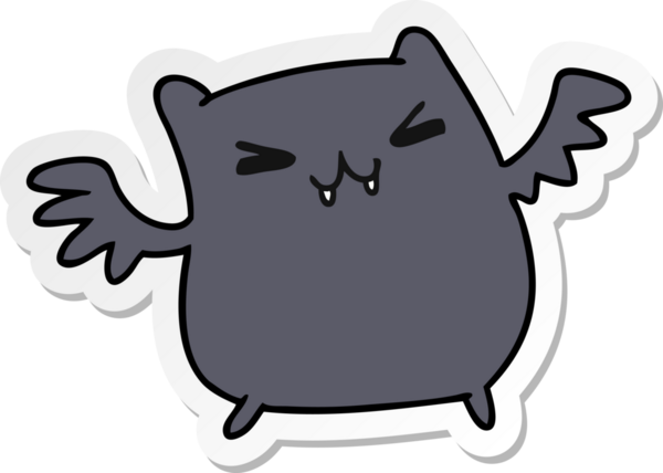 Bir kawaii 'nin insan tarafından çizilmiş şirin bir yarasanın karikatür çizimi