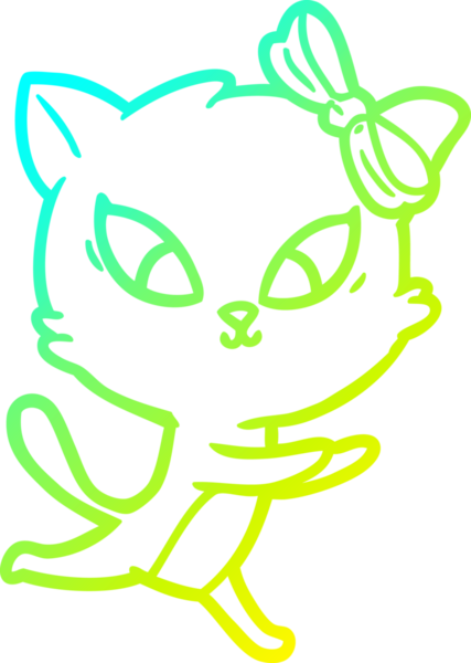 Bir insan tarafından çizilen çizgi film kedisinin soğuk gradyan çizgisi.