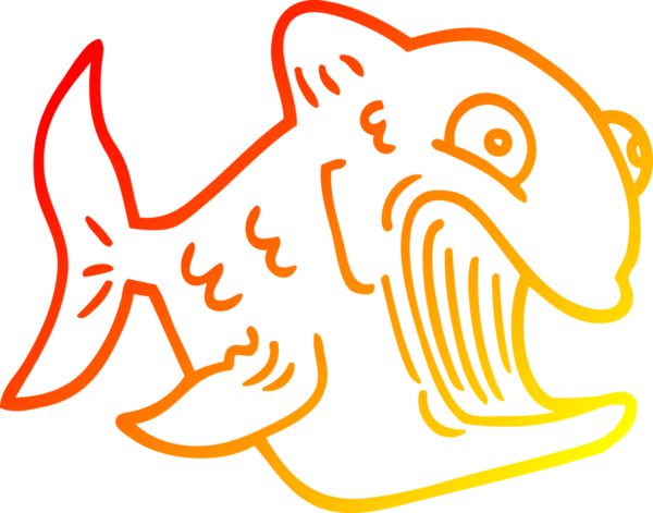 Bir insan tarafından çizilmiş komik bir karikatür balığının sıcak çizgi çizimi