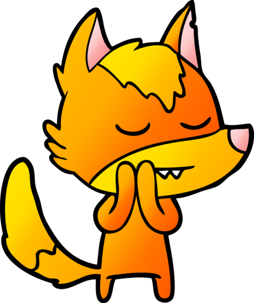 Bir insan tarafından çizilmiş tilki çizgi film karakteri