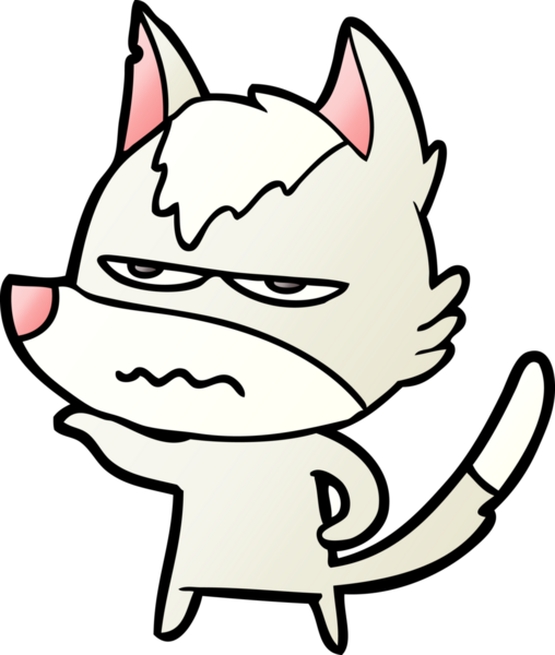 Bir insan tarafından çizilmiş rahatsız kurt çizgi filmi.