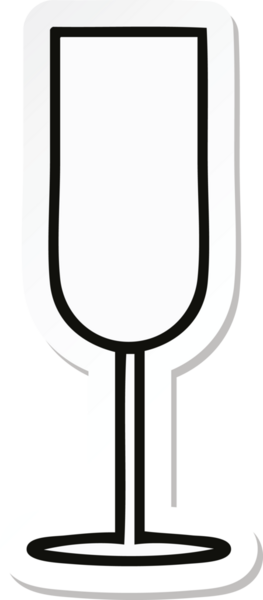 Bir insan tarafından çizilmiş şampanya kadehinin çıkartması.