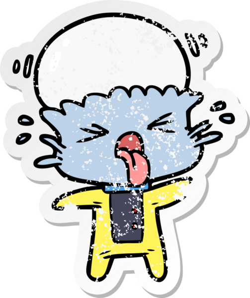 Bir insan tarafından çizilmiş garip bir uzaylı çizgi filminin sıkıntılı çıkartması.