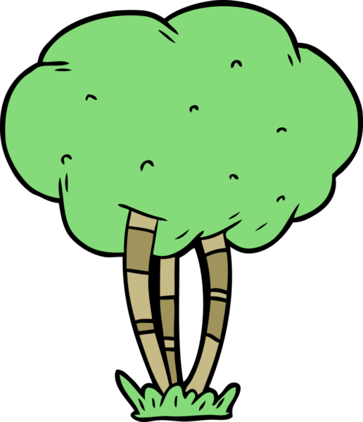 Bir insan tarafından çizilmiş çizgi film ağacı.