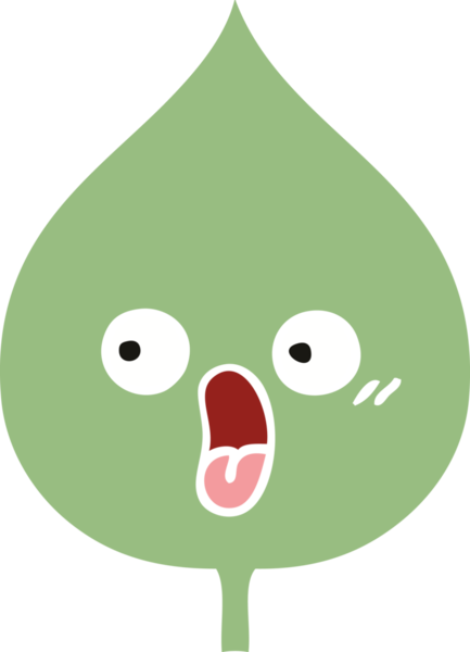 Bir insan tarafından çizilmiş dışavurumsal yaprağın düz renk retro karikatürü