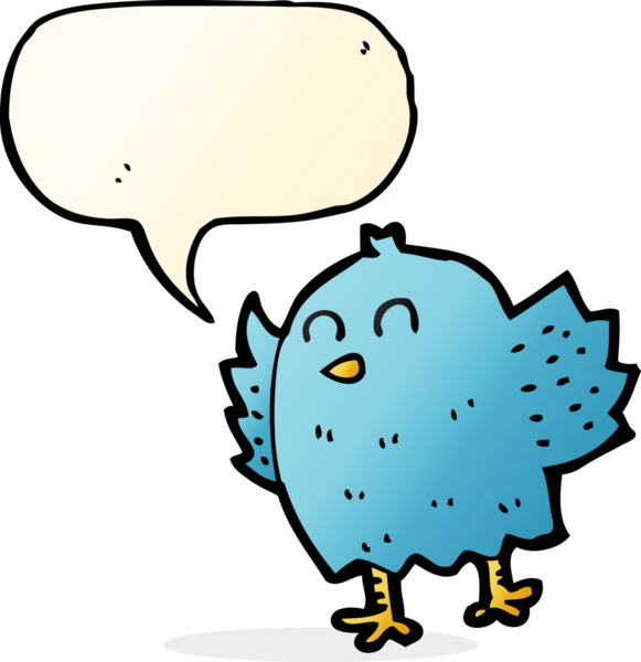 Bir insan tarafından çizilmiş konuşma balonlu çizgi film kuşu.