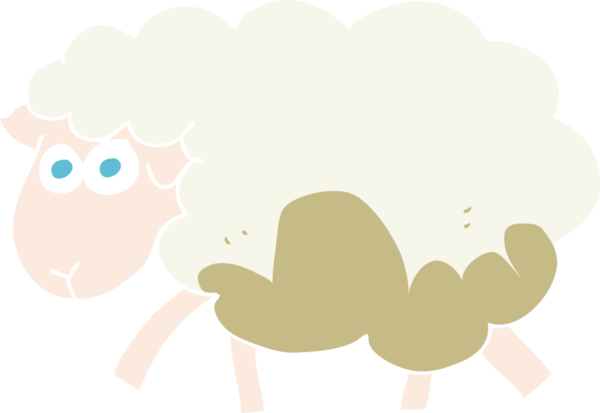 Bir insan tarafından çizilmiş çamurlu koyunun düz renk çizimi