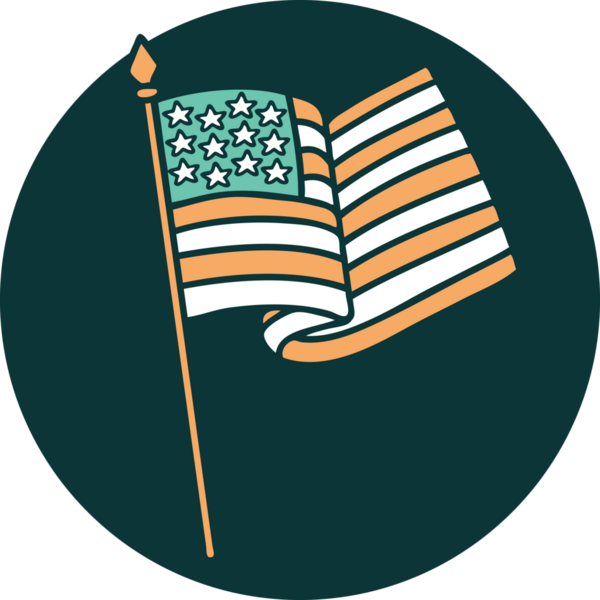 Amerikan bayrağının insan tarafından çizilmiş ikonik dövme şekli.