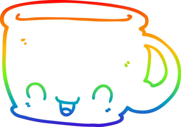 gökkuşağı gradyan çizgisi bir insan tarafından çizilmiş bir kahve fincanı