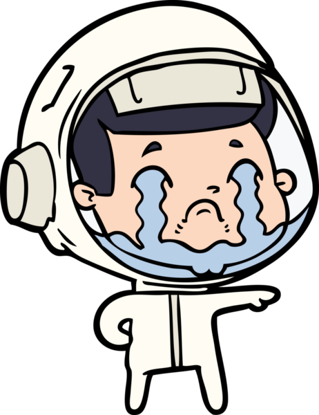 Bir insan tarafından çizilmiş ağlayan astronot çizgi filmi.
