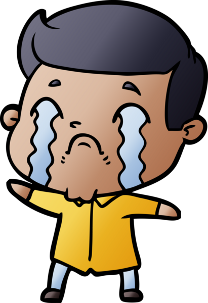 Bir insan tarafından çizilmiş ağlayan çizgi film adamı.