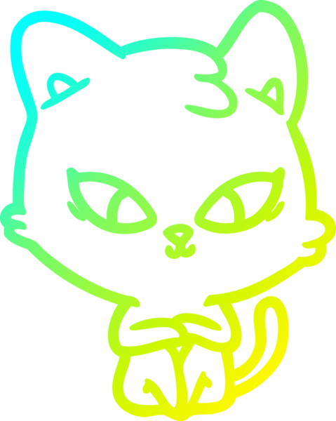 Bir insan tarafından çizilmiş bir çizgi film kedisinin soğuk gradyan çizgisi.
