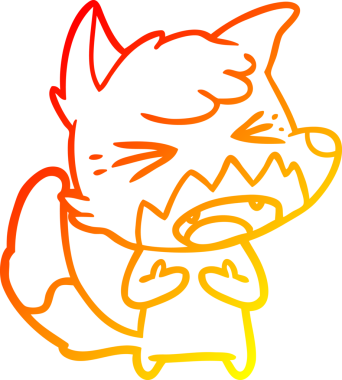 Bir insan tarafından çizilmiş kızgın bir tilkinin sıcak çizgi çizimi