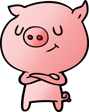 Bir insan tarafından çizilmiş mutlu çizgi film domuzu.