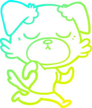 Bir insan tarafından çizilmiş şirin bir çizgi köpeğin soğuk gradyan çizgisi.