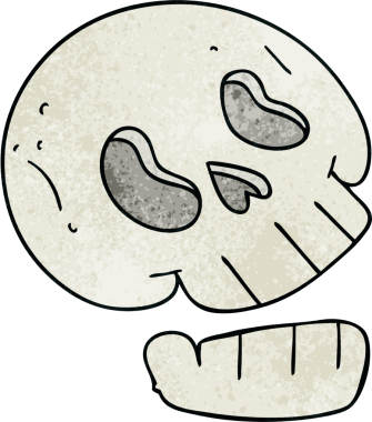 Bir insan tarafından çizilmiş tuhaf bir kafatası.