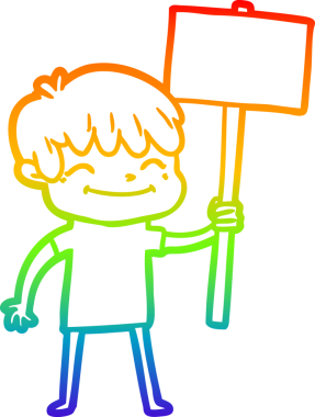 gökkuşağı gradyan çizgi çizimi bir insan tarafından çizilmiş mutlu bir çocuk