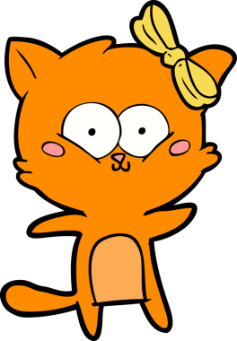 Bir insan tarafından çizilmiş çizgi film kedisi.