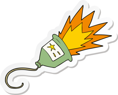 Bir insan tarafından çizilmiş bir parti çizgi filminin çıkartması.