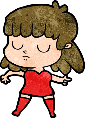 Bir insan tarafından çizilmiş ilgisiz bir kadın çizgi filmi.