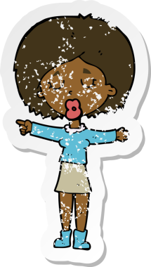 Bir insan tarafından çizilmiş bir karikatürün gerilimli çıkartması.