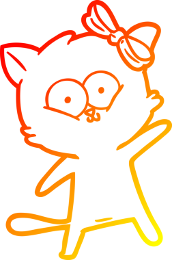 Bir insan tarafından çizilmiş çizgi film kedisinin sıcak çizgi çizimi