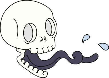 Bir insan tarafından çizilmiş tuhaf bir kafatası.