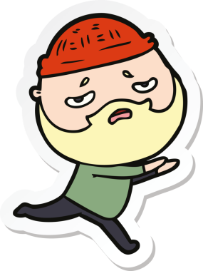 Bir insan tarafından çizilmiş sakallı endişeli bir karikatür çıkartması.