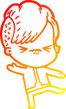 Bir insan tarafından çizilmiş uzay giysisi giymiş kızgın bir hipster kızın çizgi çizimi.