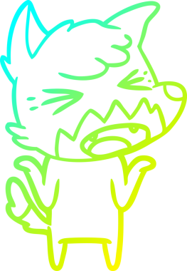 Bir insan tarafından çizilmiş kızgın bir tilkinin soğuk çizgi çizimi.