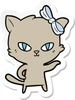 Bir insan tarafından çizilmiş şirin bir çizgi film kedisinin çıkartması.