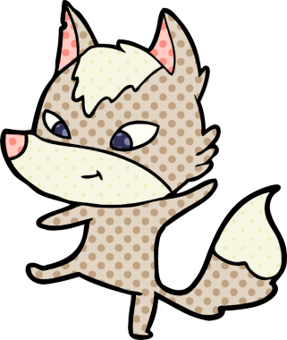 Bir insan tarafından çizilmiş dost canlısı kurt dansı.