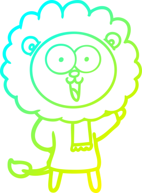 Bir insan tarafından çizilmiş mutlu çizgi film aslanı çizimi.