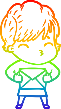 Gökkuşağı gradyan çizgi çizimi Bir insan tarafından çizilmiş bir çizgi kadın