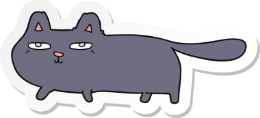 Bir insan tarafından çizilmiş sinsi bir kedinin çıkartması.