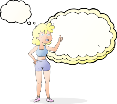 Bir insan tarafından çizilmiş serbest çizim baloncuklu spor salonu kadını.