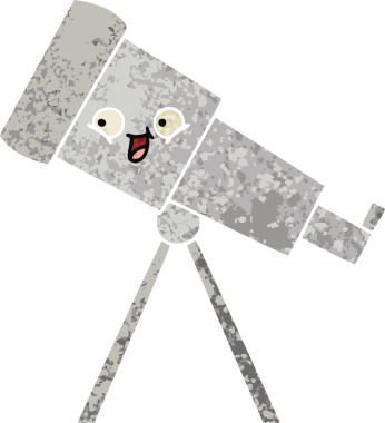 Bir insan tarafından çizilmiş bir teleskobun retro çizim tarzı karikatürü