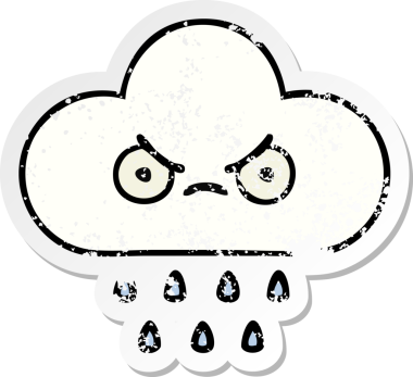 Bir insan tarafından çizilmiş tatlı bir yağmur bulutunun sıkıntılı çıkartması