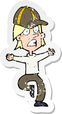 Bir insan tarafından çizilmiş bir çizgi filmin gerilimli çıkartması.