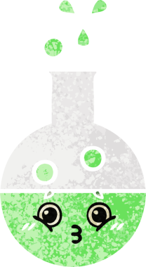 Bir insan tarafından çizilen test tüpünün retro çizim stili karikatürü