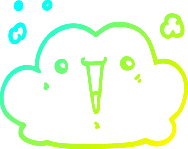 Bir insan tarafından çizilmiş soğuk bir çizgi film bulutunun çizimi.