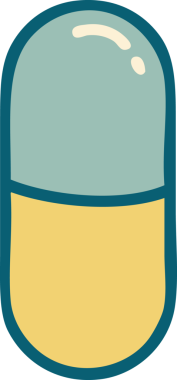 Bir insan tarafından çizilmiş bir hapın ikonik dövme şekli