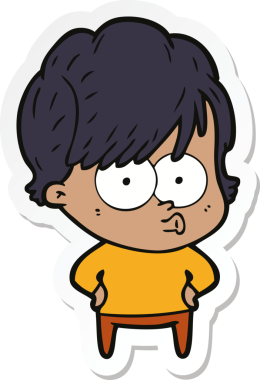 Bir insan tarafından çizilmiş bir karikatür kadının çıkartması.