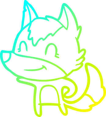 Bir insan tarafından çizilmiş dost canlısı bir kurt çizgi çizimi.