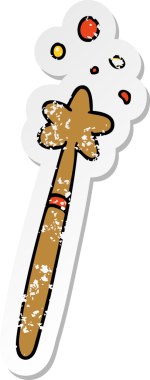 Bir insan tarafından çizilmiş sihirli bir değneğin çizilmiş el yazısı karikatürü.