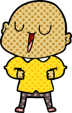 Bir insan tarafından çizilmiş mutlu, kel adam.